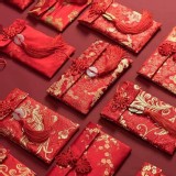 中國風刺繡紅包袋 ［直豎3個 + 橫的3個］