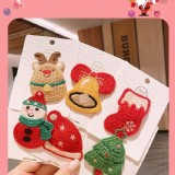 手工編織聖誕毛線髮夾12個+ 2卡六色各二 （下單後勿刪單）