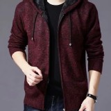 男款加絨拉鏈針織外套（紅）一般 適合65-75公斤（2XL標）