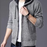 男款加絨拉鏈針織外套（淺灰）一般 適合65-75公斤（2XL標）