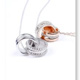 正生純銀施華洛世奇同款永恆雙環項鏈 💎款式（玫瑰金）