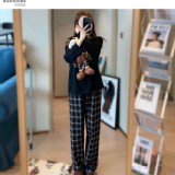 格格舒適長袖家居套裝（黑）