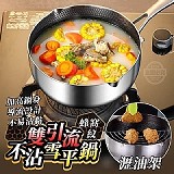 🔥不鏽鋼雙引流蜂窩小家庭不沾雪平鍋 (贈瀝油網