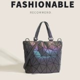 日本時尚幾何菱形包包 夜光鐳射 菱格2024夏便攜式手提包百搭大容量