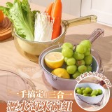 單手旋轉瀝水三合一淘米碗組