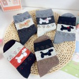 高級配色費爾島小狗襪 一組8雙