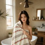 山M同款棉麻紗布浴巾