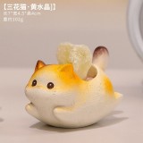三花貓【黃水晶】/ 療癒招財水晶貓咪擴香擺飾(單個)