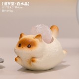 暹羅貓【透明水晶】/ 療癒招財水晶貓咪擴香擺飾(單個)