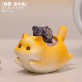 橘貓【紫水晶】/ 療癒招財水晶貓咪擴香擺飾(單個)