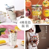 刻度玻璃杯450ml、附蓋附吸管不挑色