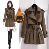 韓版短款英倫風顯瘦風衣外套(S～3XL)B款卡其