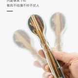 304不鏽鋼簡約靜音餐具三件組 A.粉金