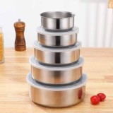 不鏽鋼5件組可推疊收納保鮮盒