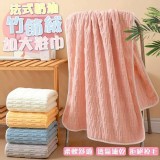 法式奶油竹節絨加大浴巾 A.天藍色