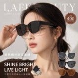 LAFU菈馥® 時尚摺疊 可套式兩用偏光太陽眼鏡 A.琥珀棕