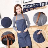 簡約素色防水牛仔圍裙