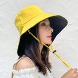 韓版雙面遮陽漁夫帽-黃色