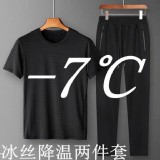 夏季男潮流韓版短袖運動套裝-黑色