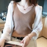 泫雅同款涼針織V領背心