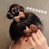秋冬韓系蝴蝶結髮圈2入/組