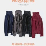 彈性柔絨高領打底衫-黑色