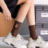 🏠奶茶小熊羅紋中筒襪10雙/組