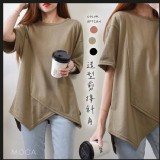 寬版造型斜角剪裁修身T