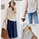 森林系🌳🏠小開釦麻棉直條背心♥️