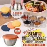 🏠小熊帶蓋密封圓形不鏽鋼調料盒50ML/2入♥️