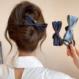 🏠韓系牛仔蝴蝶結扭扭夾2入❤️