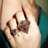 歐美風撞色大寶石彩鑽三色獨特戒指 (本週新品)