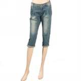 韓單 復古型 七分水洗 修身哈倫牛仔褲 專櫃優衣 官網熱售