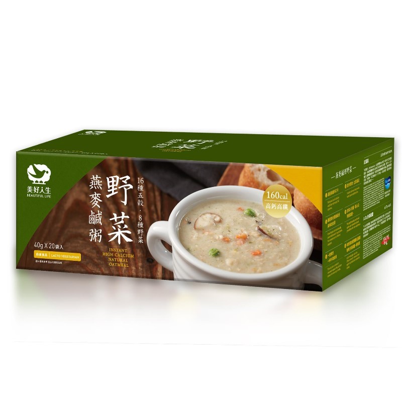 类野;，美好人生，高鈣高織，8種野菜，燕麥鹹粥。
