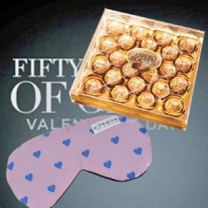 格雷的50道情人節-金莎巧克力金鑽禮盒24粒裝加贈愛心點點多功能眼罩【A+1】
