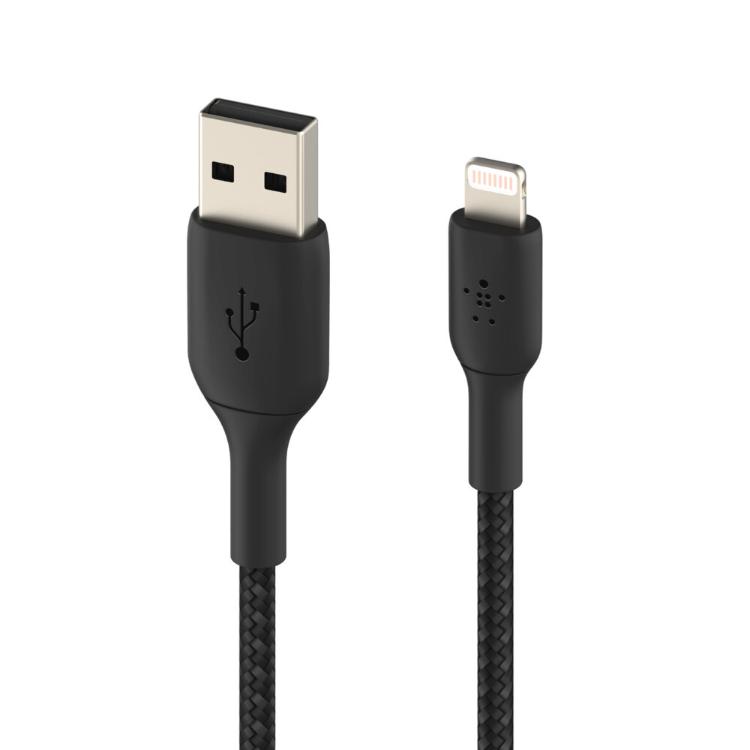 【Belkin】貝爾金USB-A轉LIGHTNING編織傳輸線暨充電線2公尺 台灣總代理CAA002