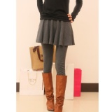 就愛大尺碼 韓版秋冬加厚百搭假兩件褲裙 百褶款