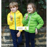 韓國拼色兒童輕羽絨連帽外套