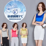 2016新款時尚仿真絲光澤內搭背心 / 香檳色