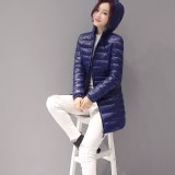 加大尺碼 連帽繽紛加長版羽絨保暖外套/修身超好看