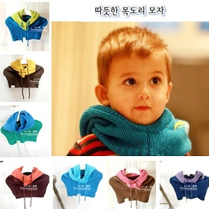 出口韓國兒童連帽圍脖 /圍巾/帽子