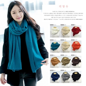 韓系☆保暖素面仿羊絨純色圍巾