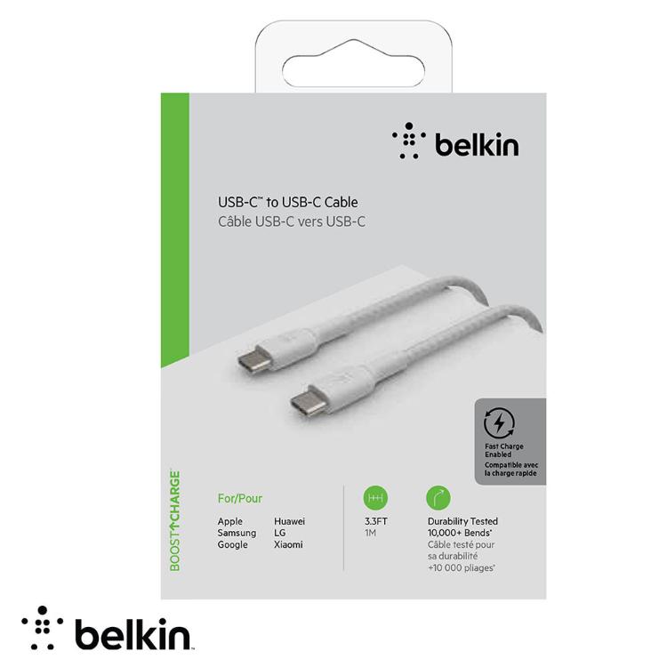 【Belkin】貝爾金 USB-C to USB-C 編織 傳輸線 充電線 1M