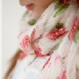 田園浪漫風格 碎花玫瑰花棉麻圍巾 【90102】