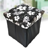 花之語多功能正方形折疊收納凳 黑色 【20281】 特價：$189