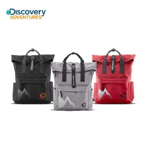 【Discovery Adventures】學院風基本款摺蓋後背包-黑/紅兩色可選