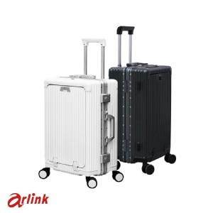 Arlink 20吋 多功能前開式 硬殼防刮鋁框行李箱 月光白/鋰石灰