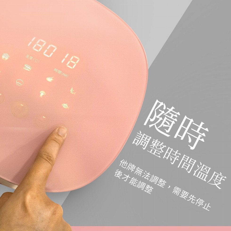 溫度(C)，時間(min)，調整時間溫度，他牌無法調整,需要先停止，後才能調整。