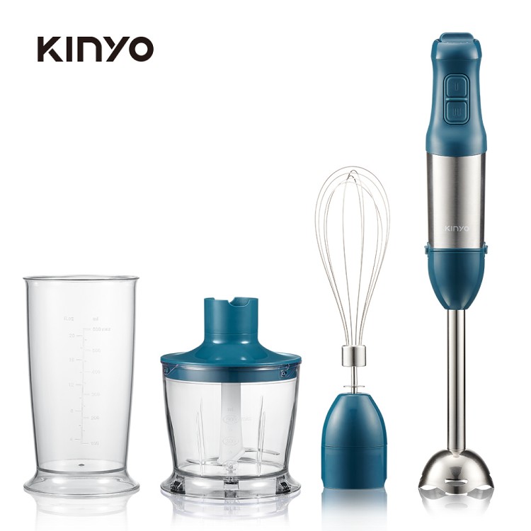 免運!【KINYO】1個1入 多功能調理棒變速款-四件組 調理杯600ml、切碎盆500ml - JC35