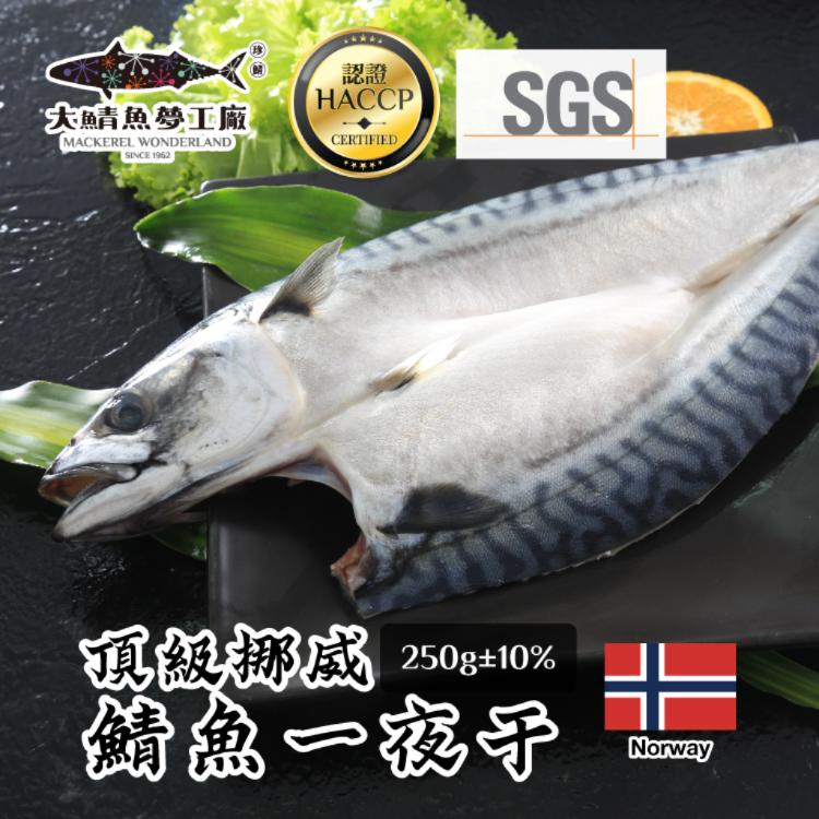 免運!【大鯖魚夢工廠】頂級挪威鯖魚一夜干 250g (70入,每入59.8元)